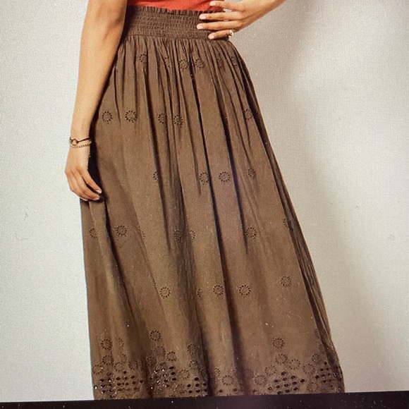 Michael Stars Dresses & Skirts - Grace Midi Eyelet Skirt in Kalamata Brown